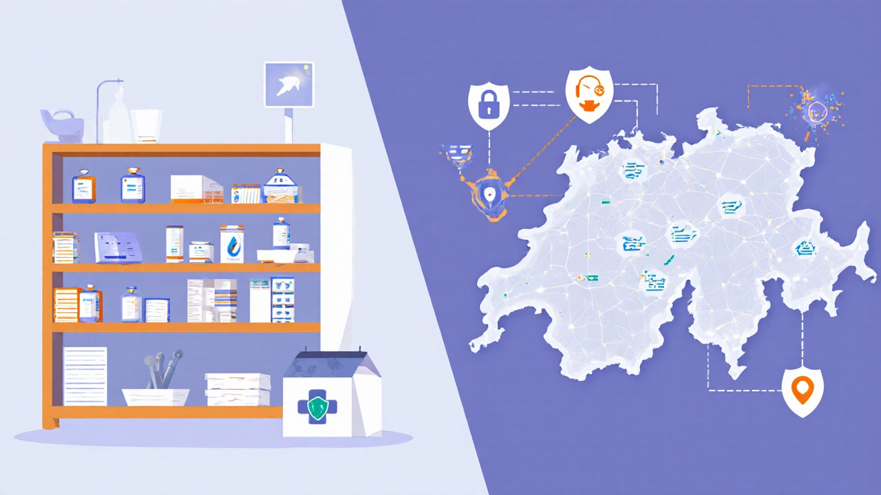 Carte transparente de la chaîne d&#039;approvisionnement protégée par des symboles d&#039;IA et de cybersécurité.