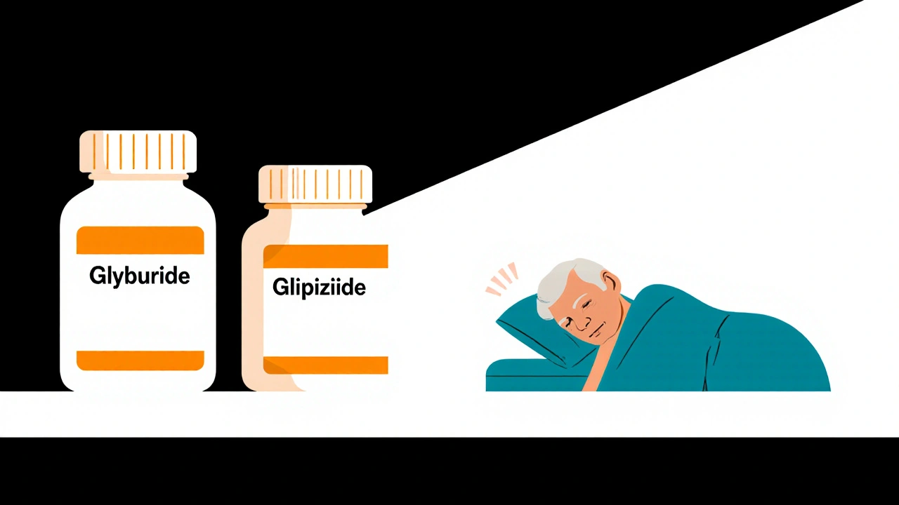 Étagère de médicaments avec trois comprimés, l&#039;un projetant une ombre sur une personne âgée endormie.