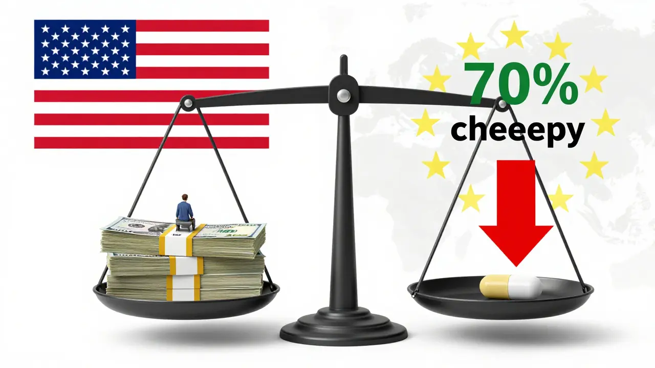 Balance comparant les coûts élevés aux États-Unis et les prix réduits en Europe pour les biosimilaires.