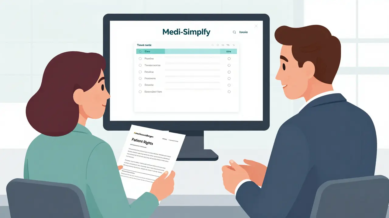 Patient affirme son droit à des instructions claires devant un gestionnaire de pharmacie.