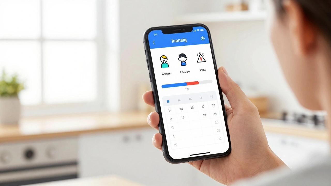Personne utilise une application sur son téléphone pour suivre ses effets secondaires quotidiens.