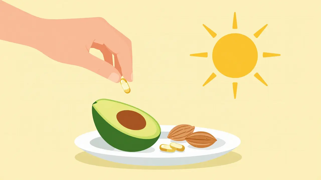 Personne prenant coenzyme Q10 avec avocat et noix