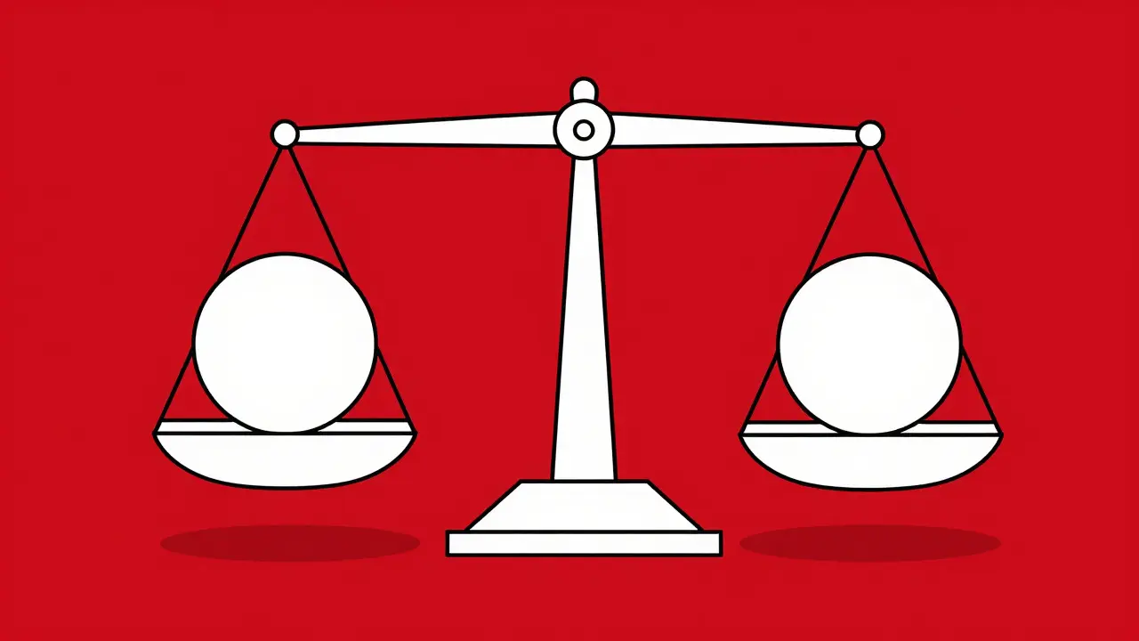 Dessin minimaliste suisse montrant deux médicaments en équilibre sur une balance pour illustrer la bioéquivalence.