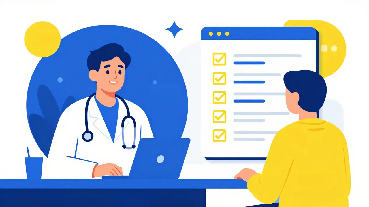 Interface de téléconsultation médicale avec un médecin et un questionnaire.