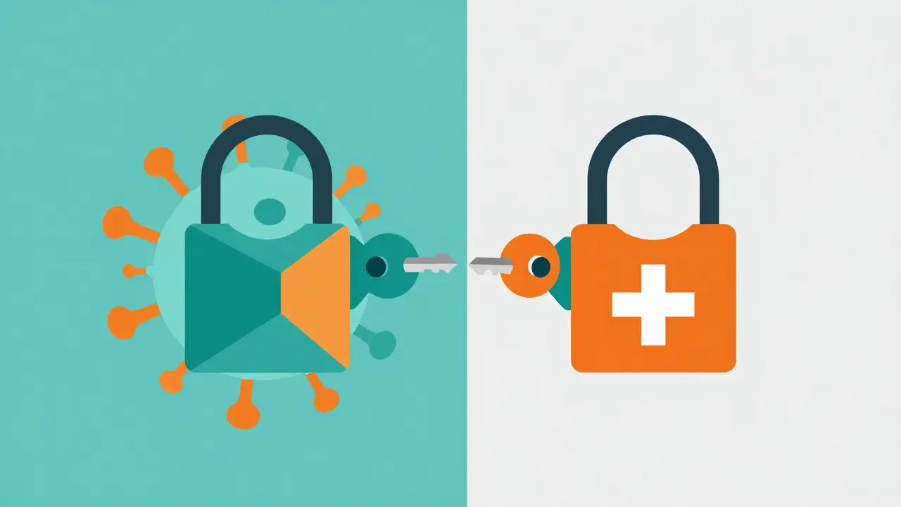 Représentation conceptuelle du double ciblage avec deux clés ouvrant deux serrures sur une cellule.