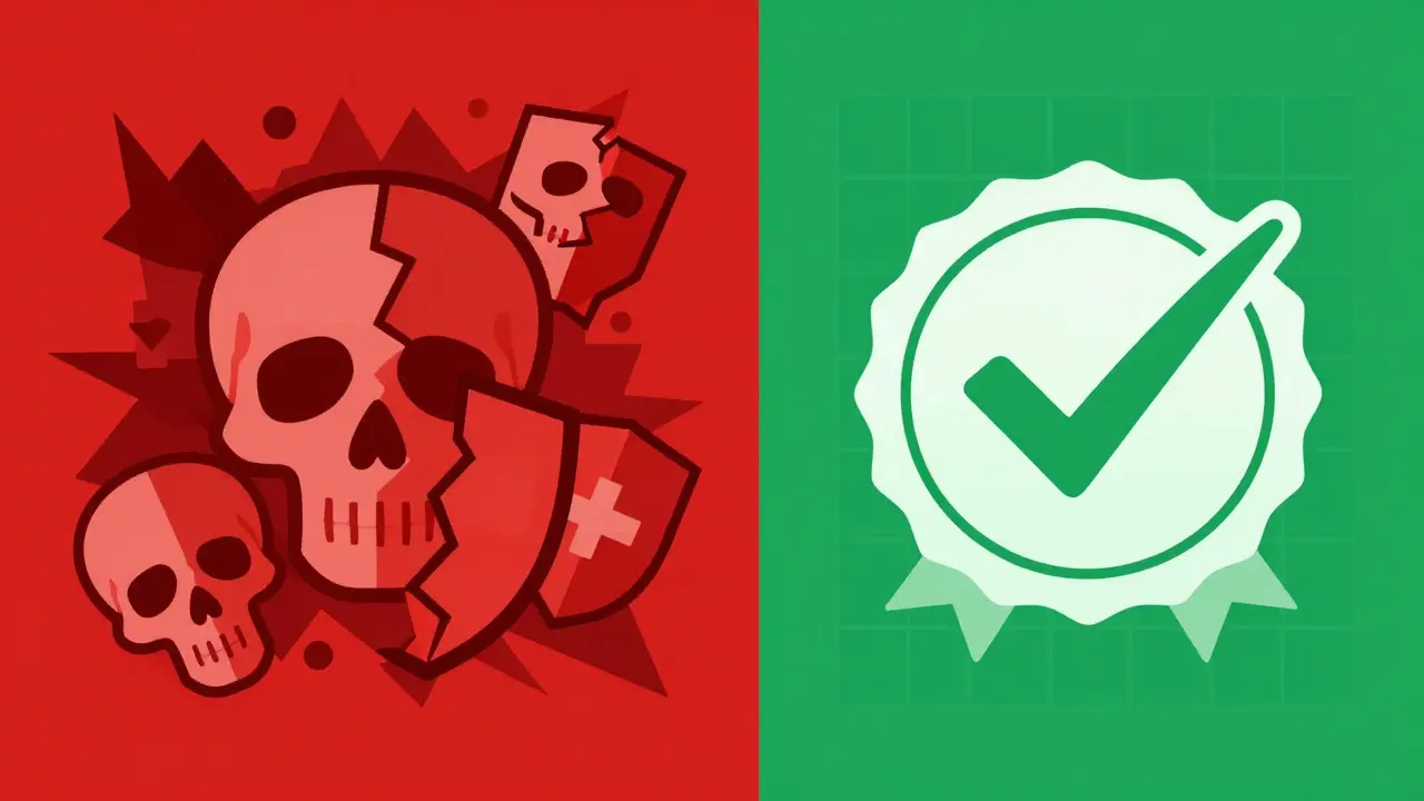 Comparaison graphique des risques en ligne vs pharmacies certifiées