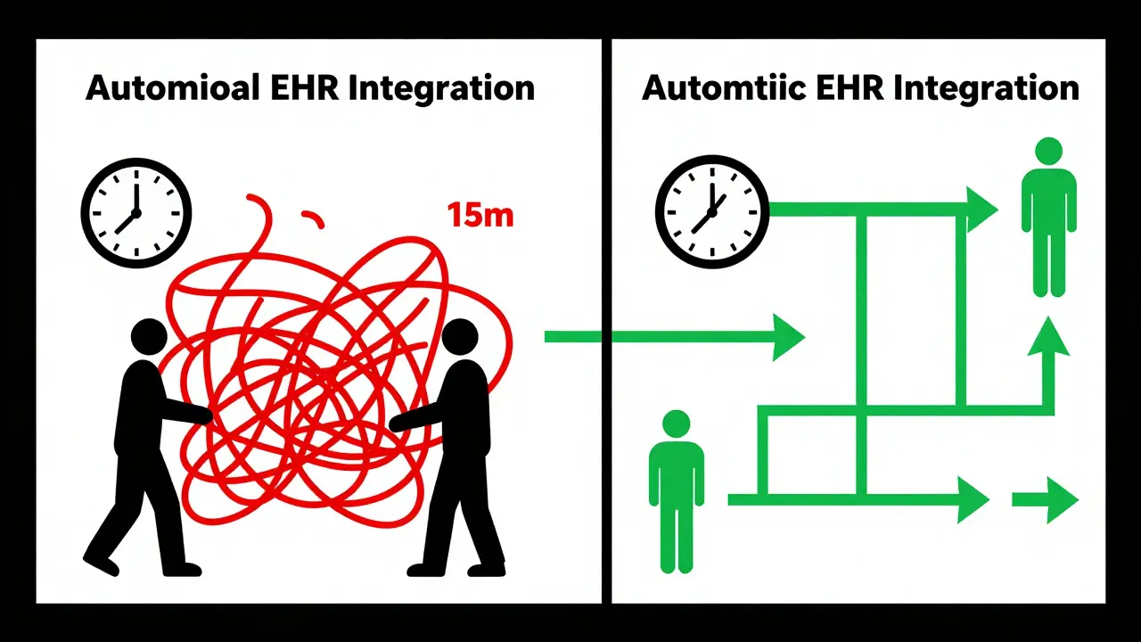 Comparaison visuelle des processus manuels chaotiques vs intégration fluide