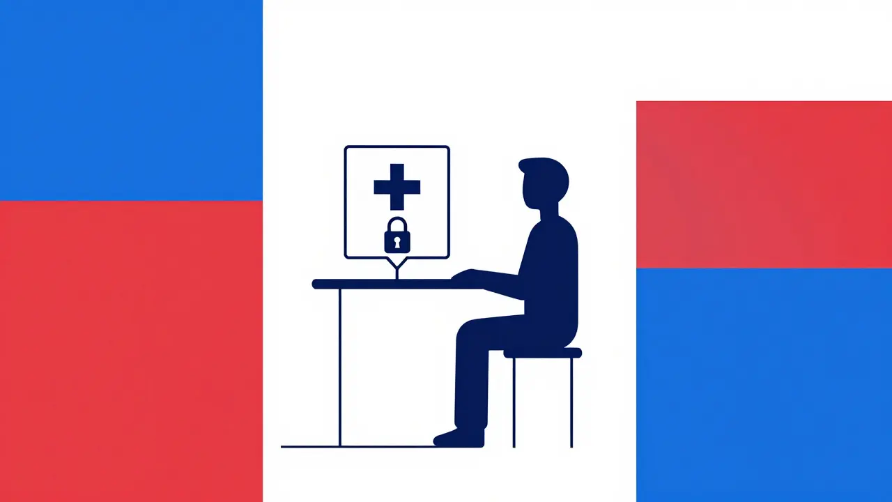 Schéma abstrait de la télémédecine et commande sécurisée