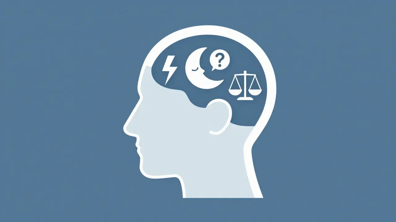 Symboles abstraits représentant les effets secondaires neurologiques
