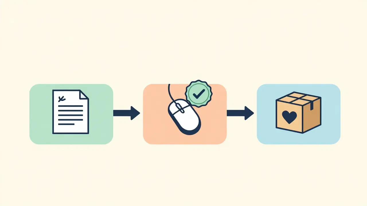 Diagramme simplifié des étapes sécurisées pour acheter un médicament
