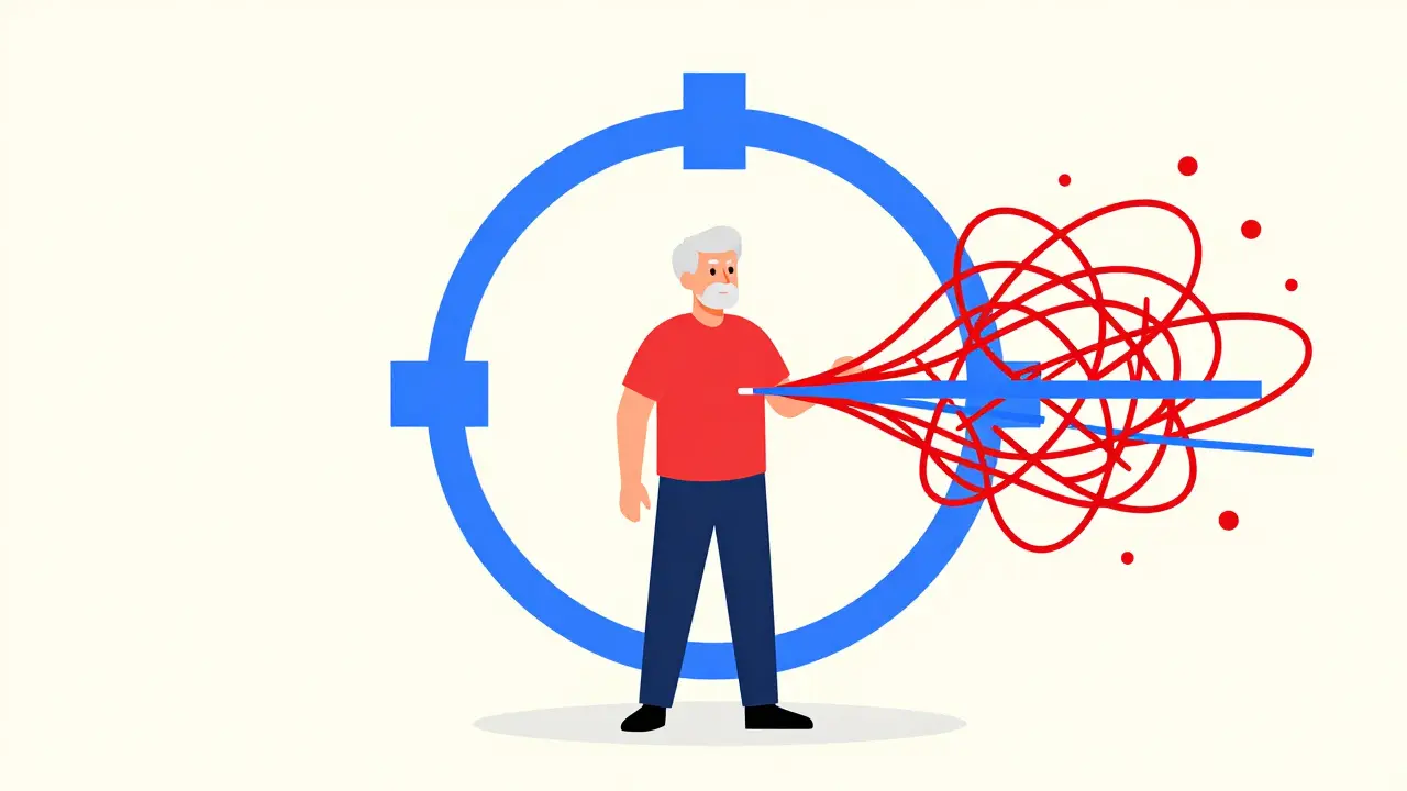 Illustration géométrique montrant la simplification des traitements médicaux