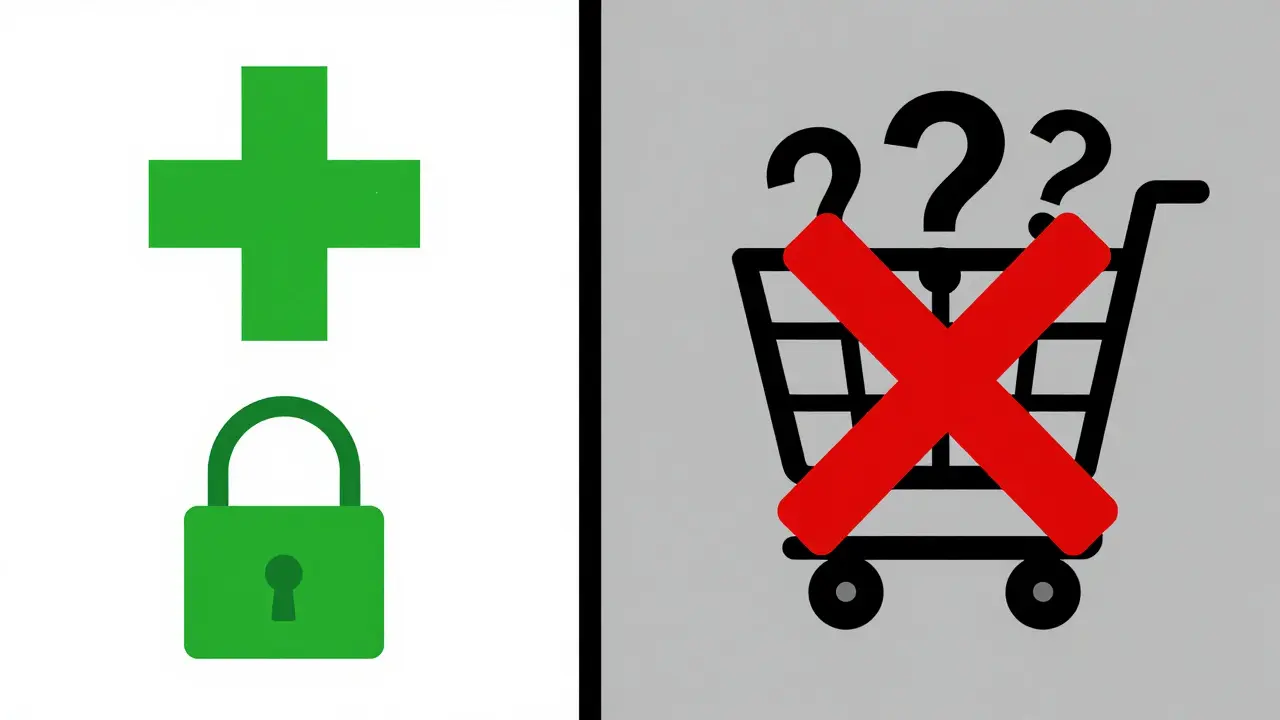Infographie comparative entre pharmacie certifiée et site frauduleux